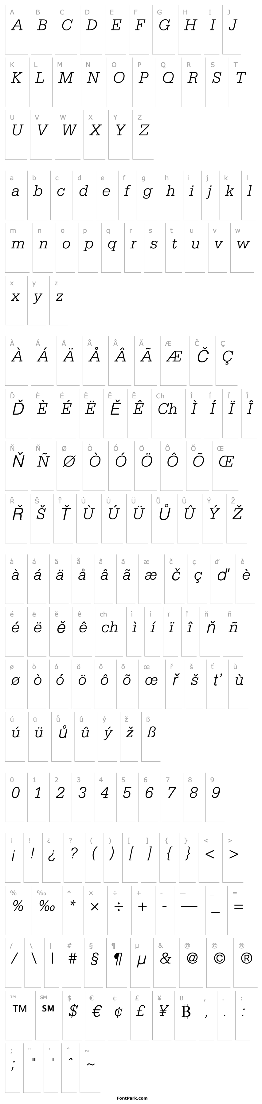 Overview Serifa-LightItalic