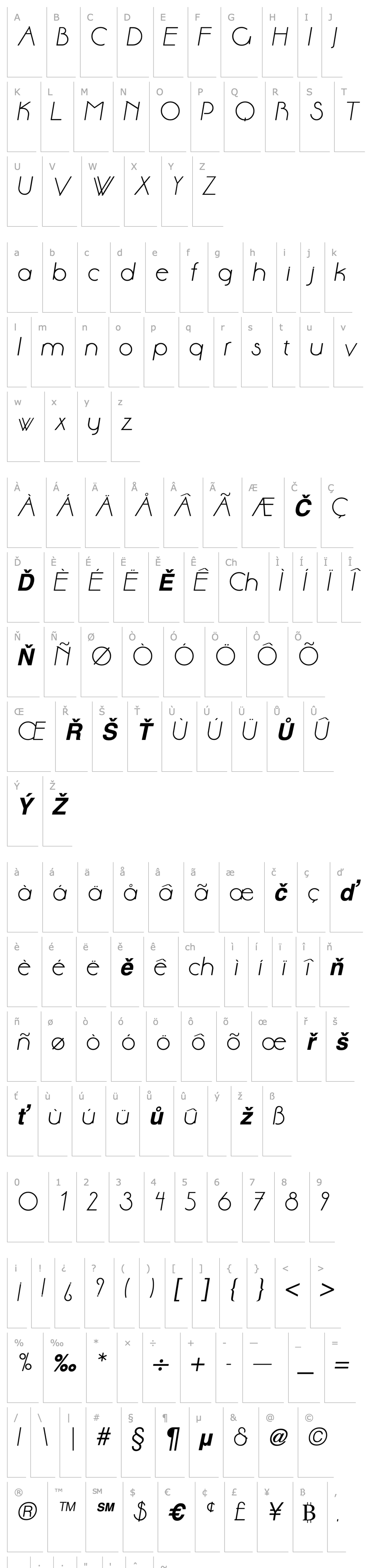 Přehled Aase Light Bold Italic