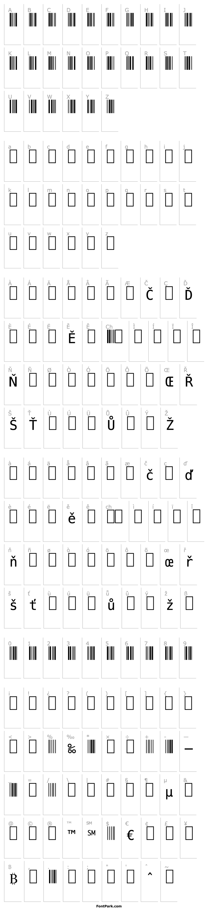 Přehled ABC Code 39 regular