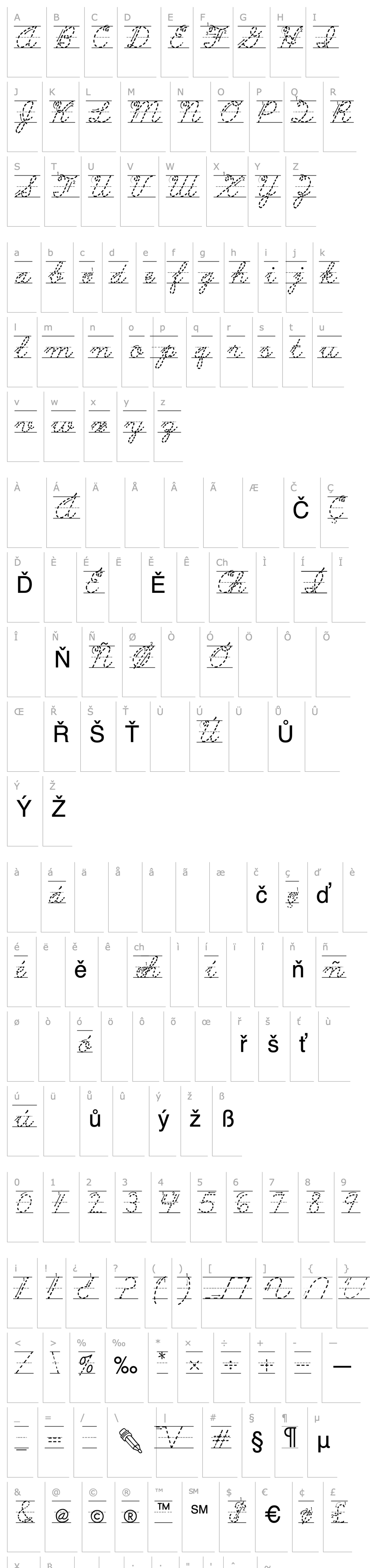 Přehled AbcCursiveArrowDotted