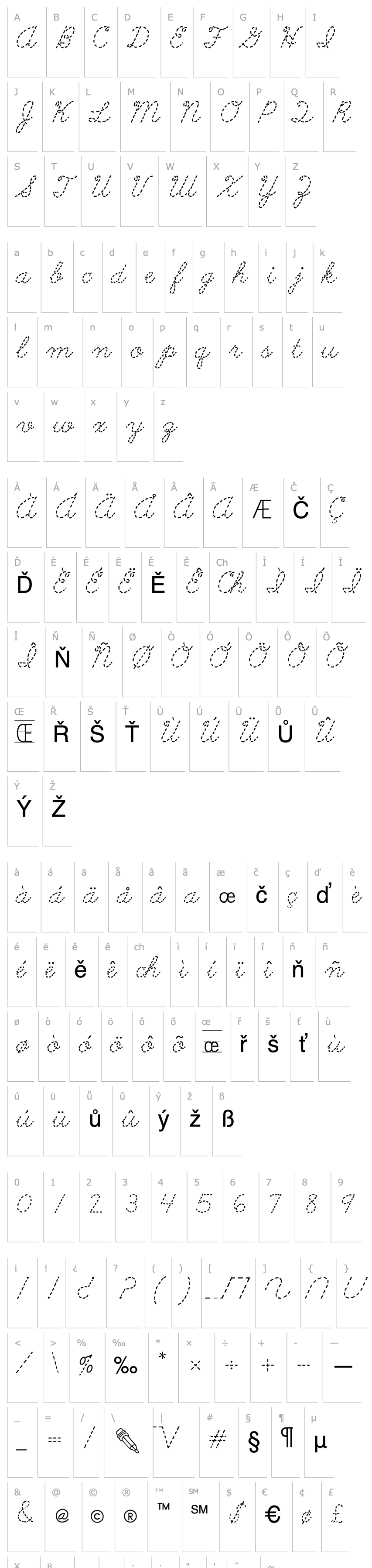 Overview AbcCursiveDotted