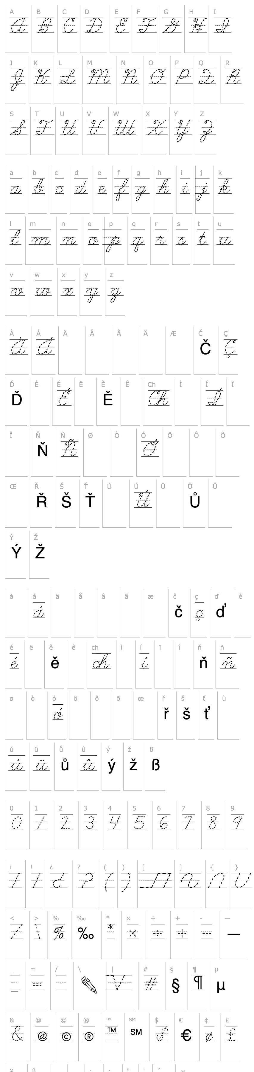 Overview AbcCursiveDottedLined