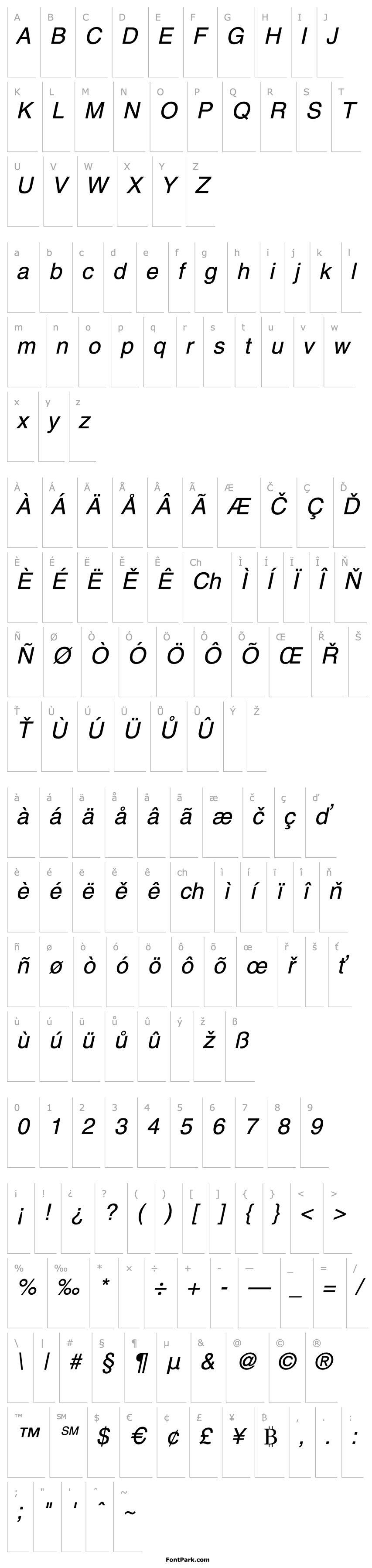 Přehled Aberden italic