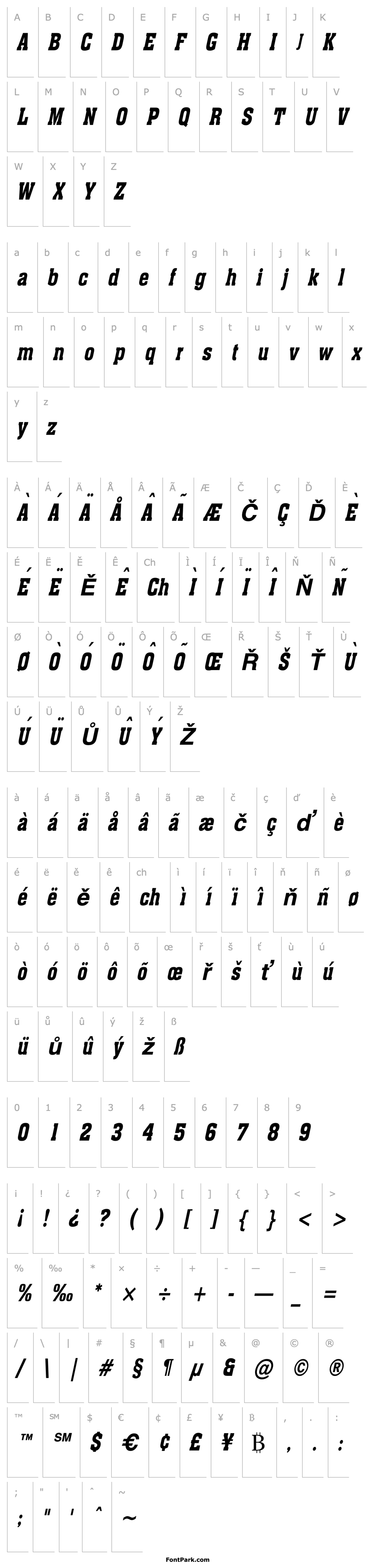 Overview Ache Condensed BoldItalic