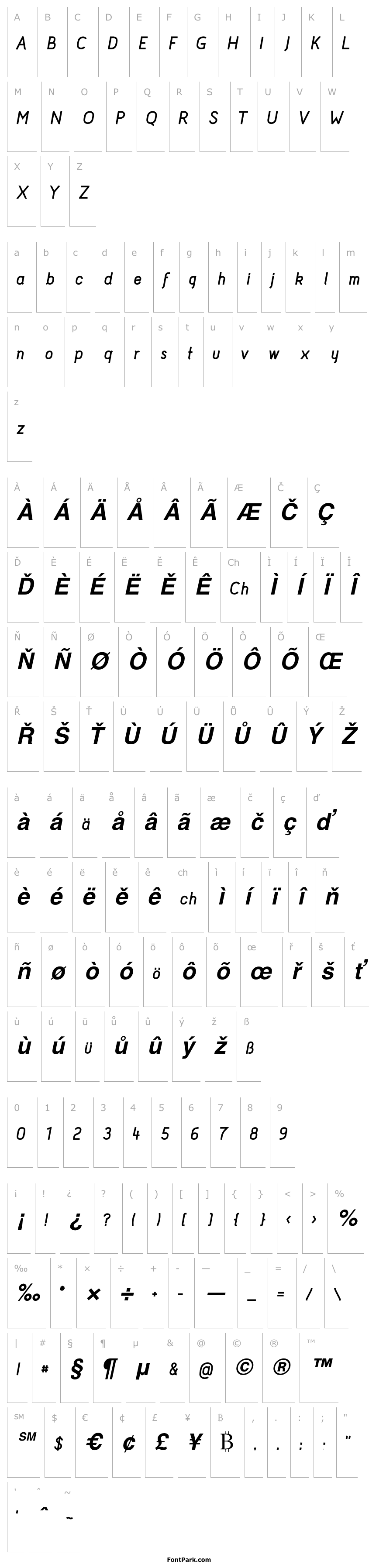 Přehled Acid-BoldItalic