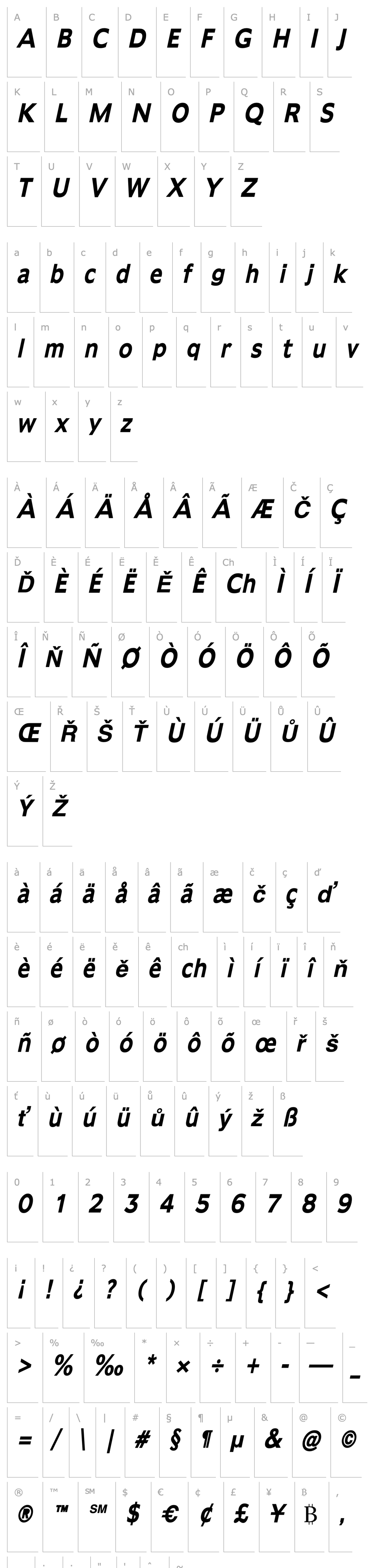 Overview Adams Condensed Bold Italic