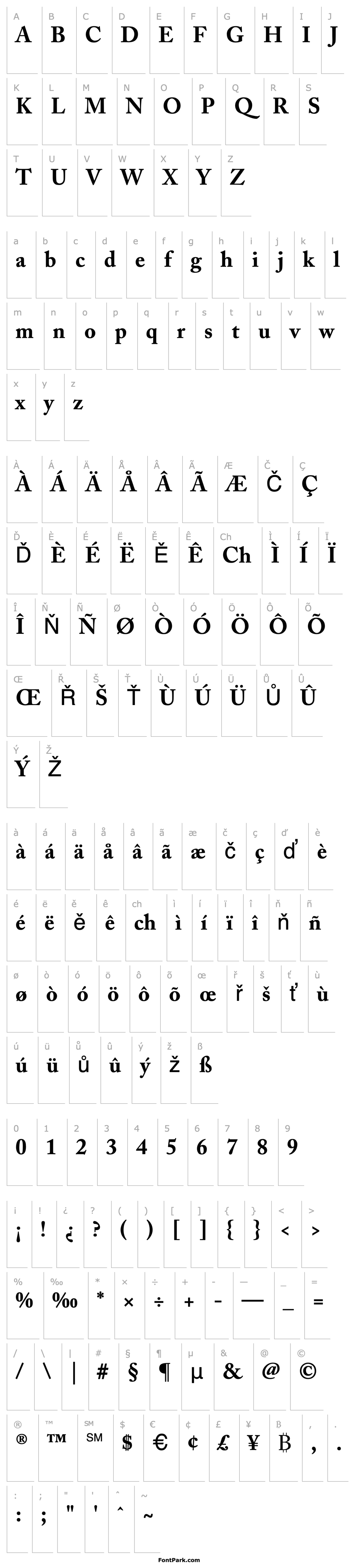 Přehled Adobe Caslon Bold