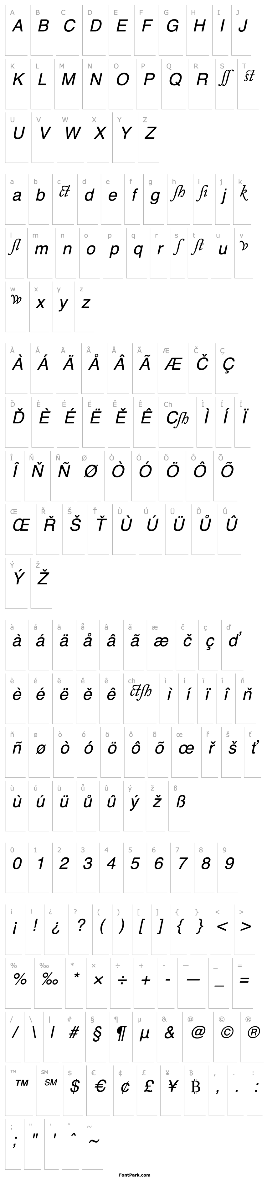 Overview Adobe Caslon Italic Alternate