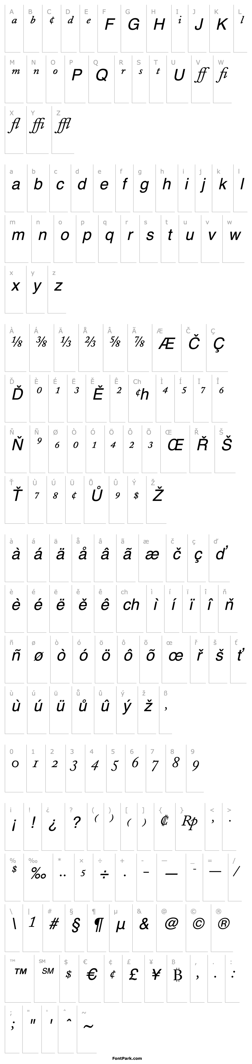 Overview Adobe Caslon Italic Expert