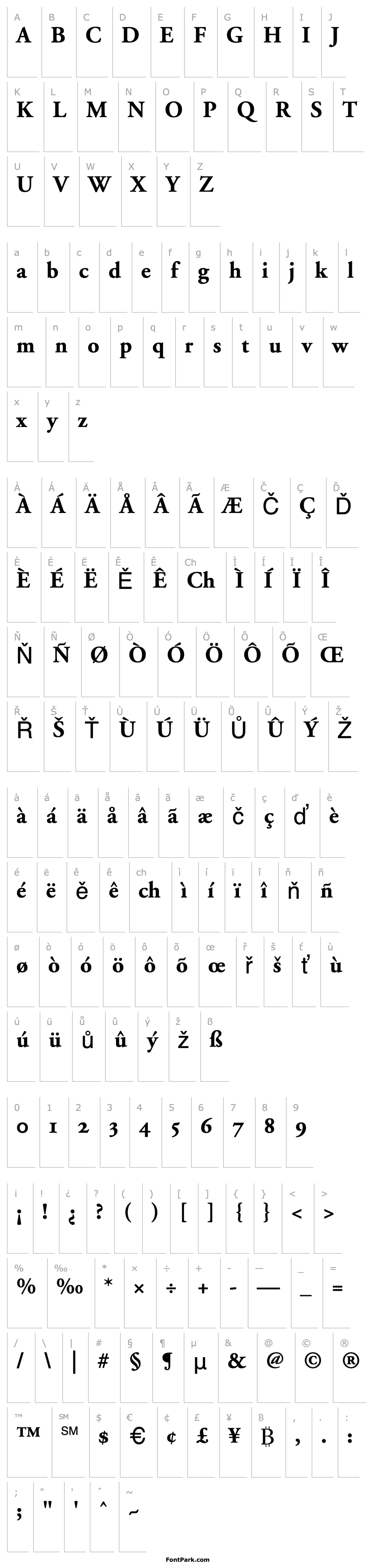 Přehled Adobe Garamond Bold Oldstyle Figures