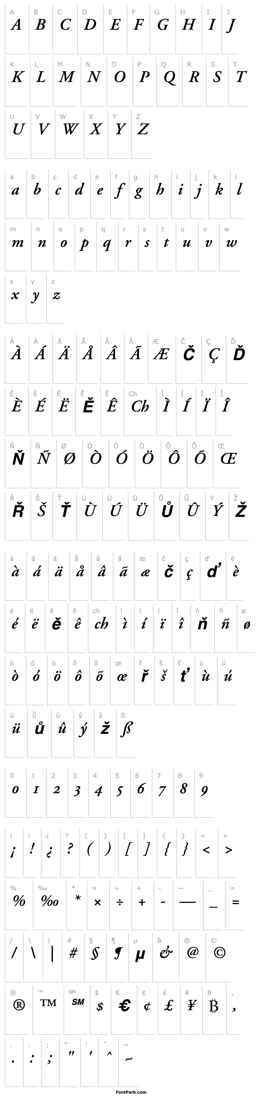 Přehled Adobe Garamond Semibold Italic Oldstyle Figures