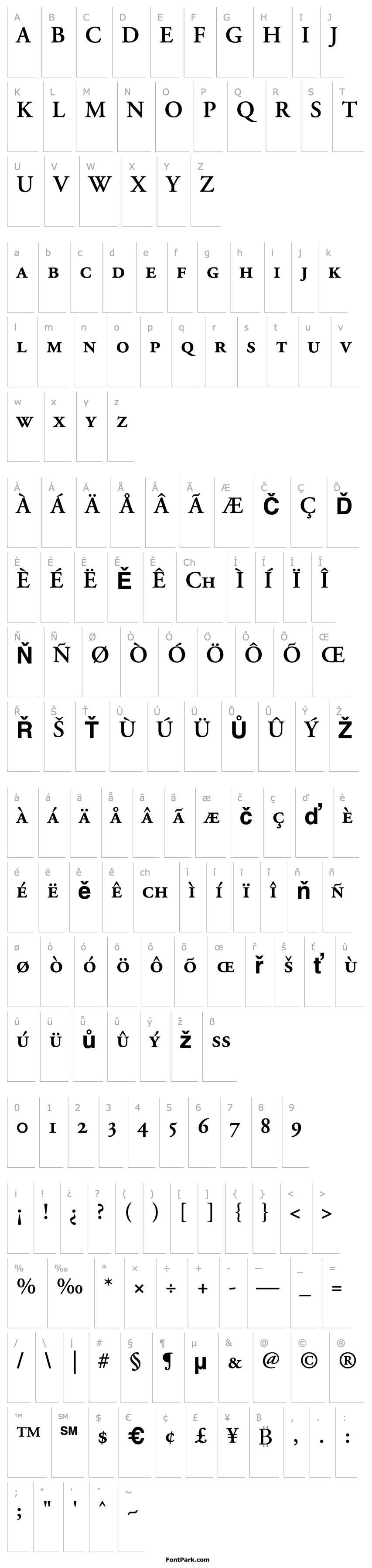 Přehled Adobe Garamond Semibold Small Caps & Oldstyle Figures