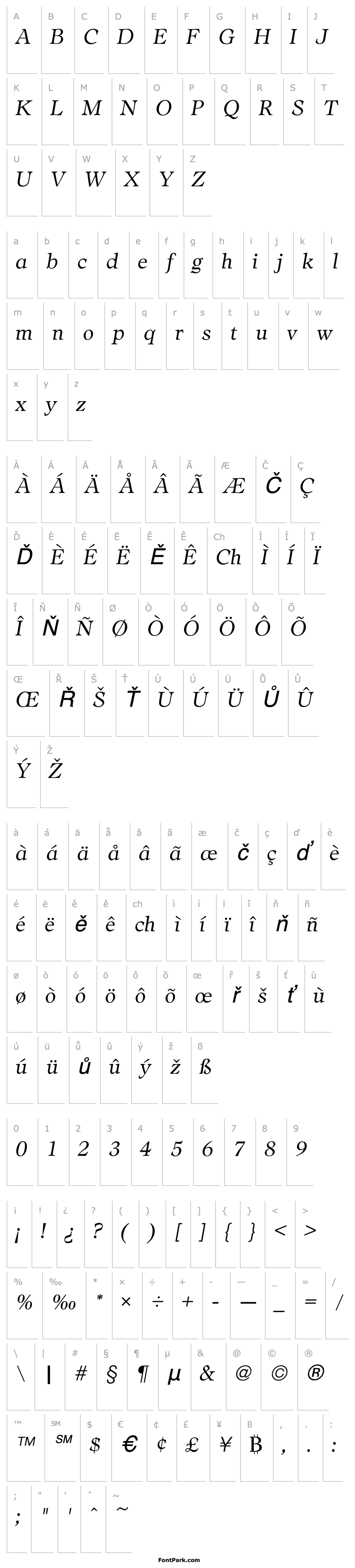 Přehled AdroitURWTLig Italic