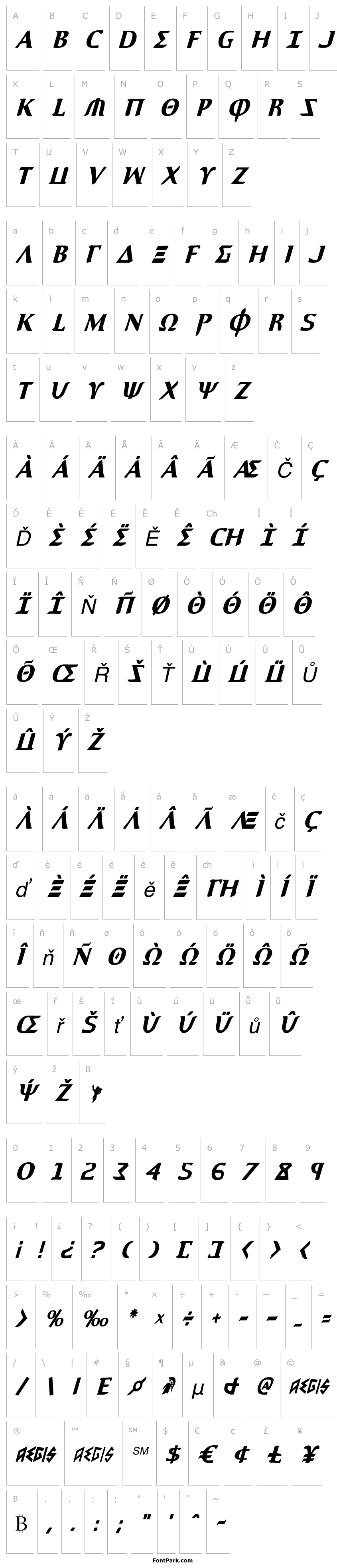 Přehled Aegis Condensed Italic
