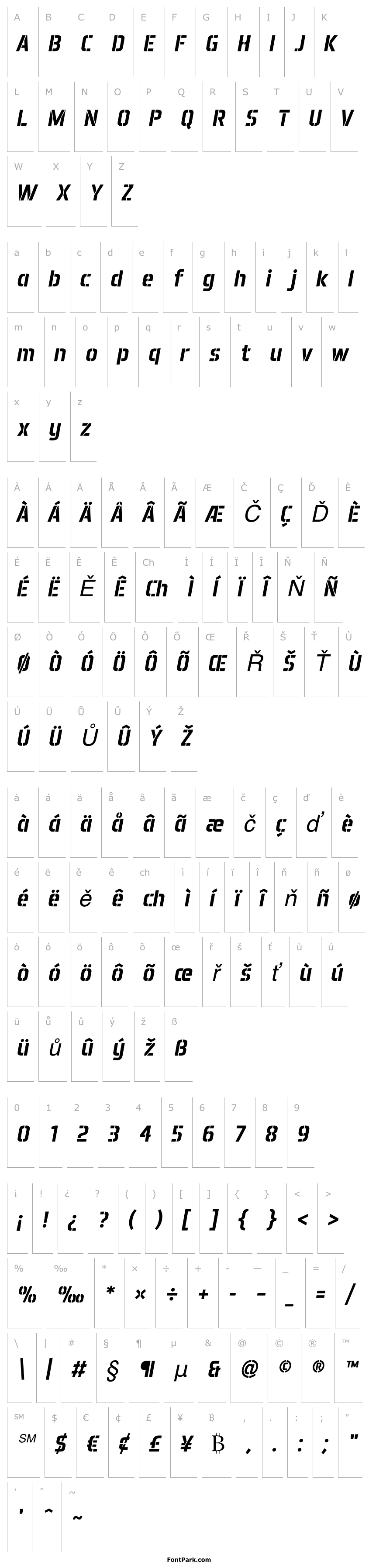 Overview Aero Matics Stencil Bold Italic