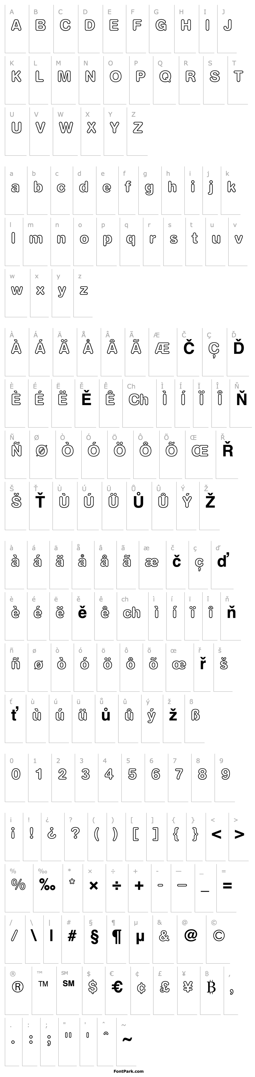 Přehled AG Book Rounded Bold Outline