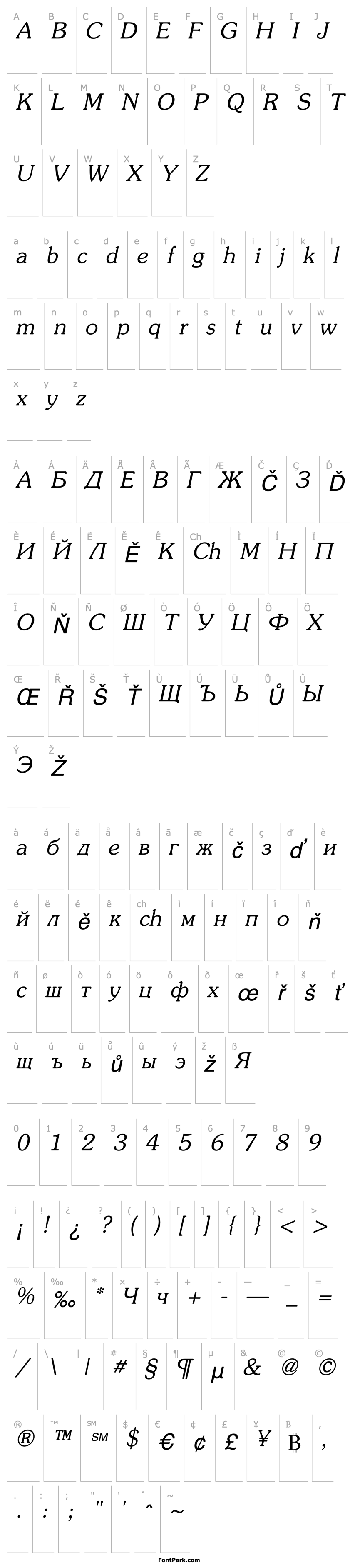 Overview AG_Souvenir Italic