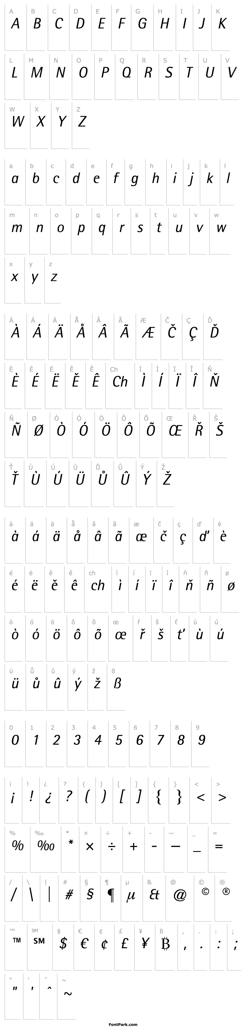 Přehled Agfa Rotis Semisans Italic