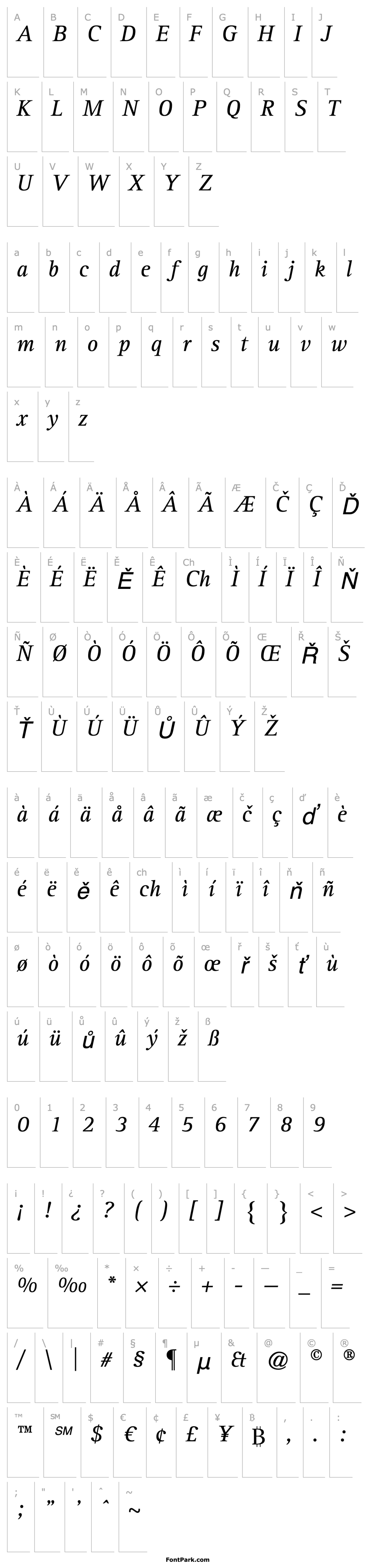 Přehled Agfa Rotis Serif Italic