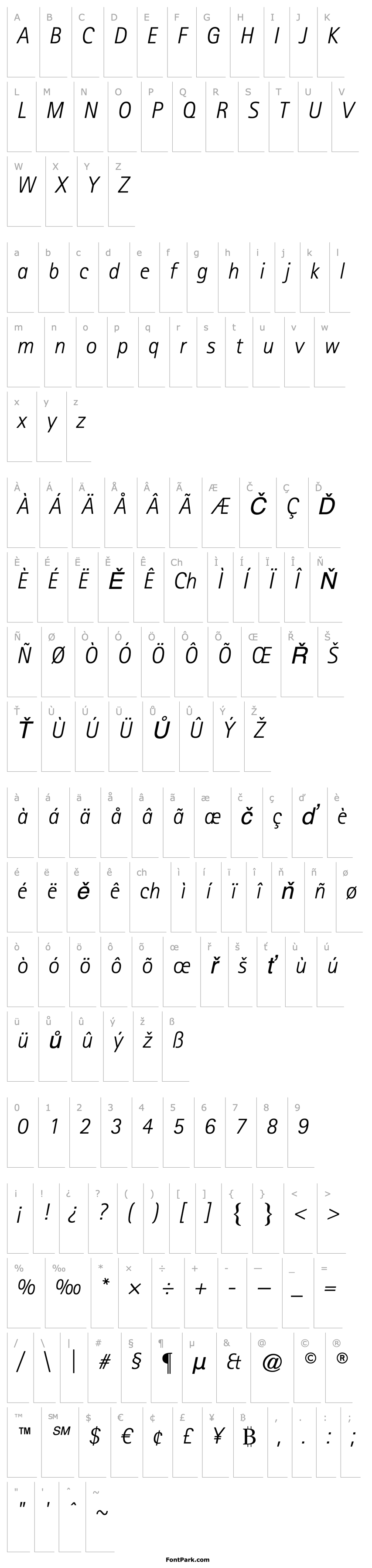 Overview AgfaRotisSansSerifLight-Italic