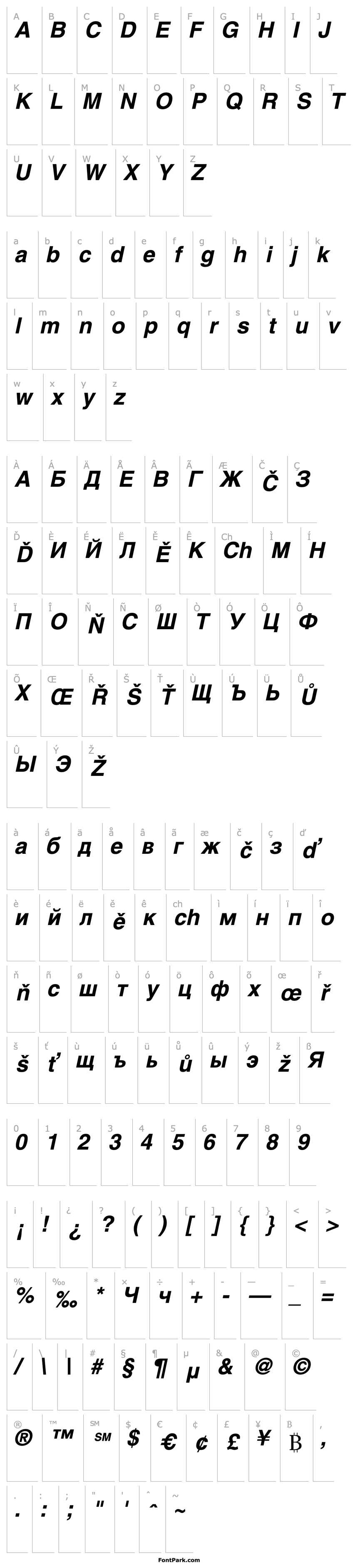 Přehled AGHlvCyrillic Bold-Italic