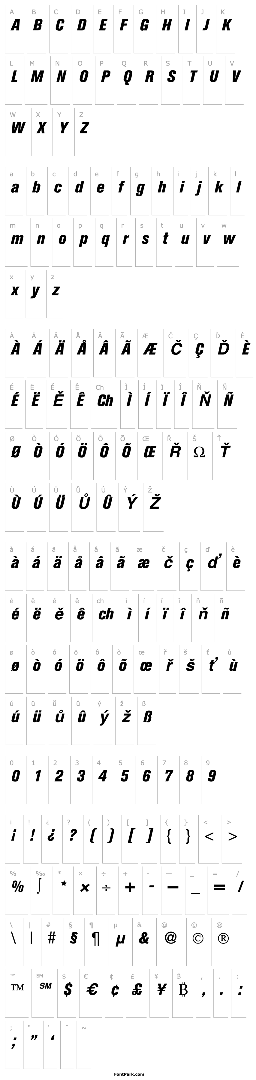 Overview AkzentCondExtrabold-RegularItalic