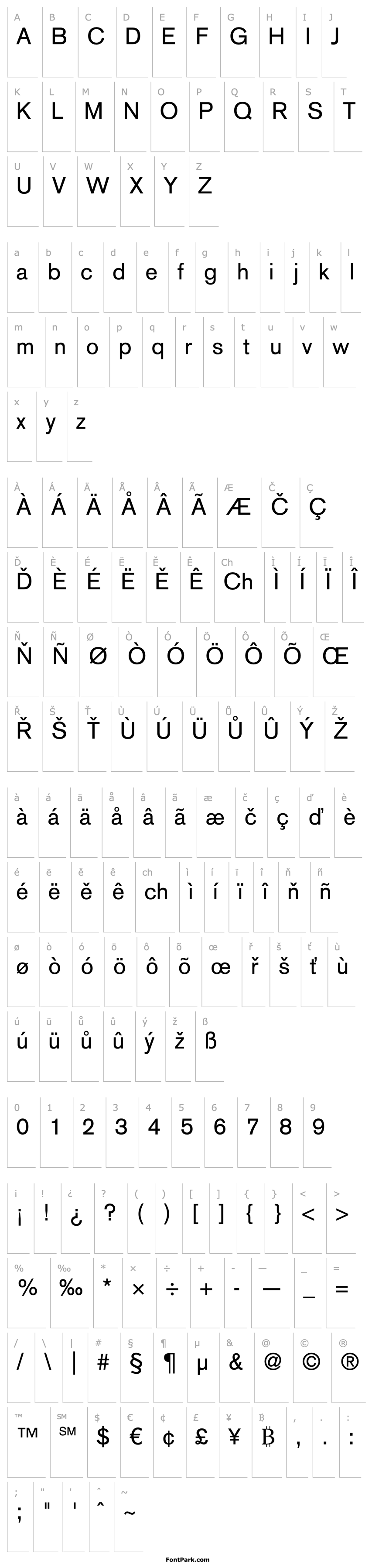 Overview Akzidenz Grotesk CE Roman