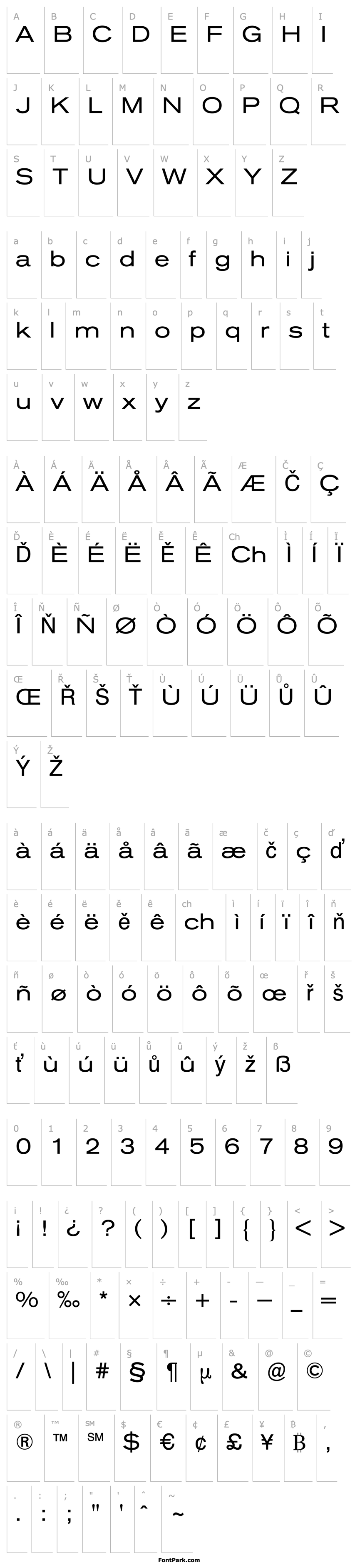 Přehled Akzidenz-Grotesk (R) Extended Regular