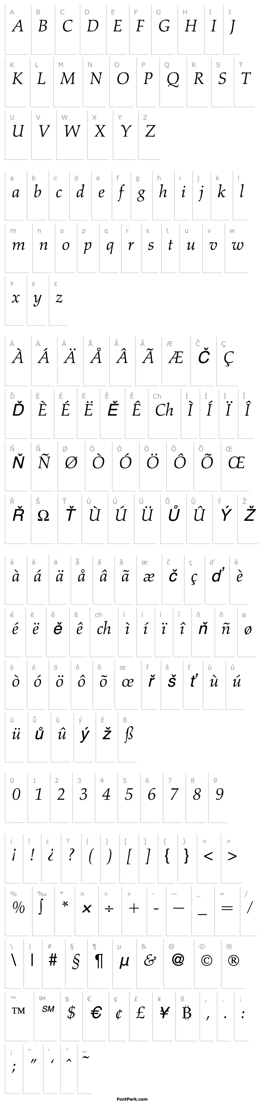 Přehled Aldebaran-RegularItalic