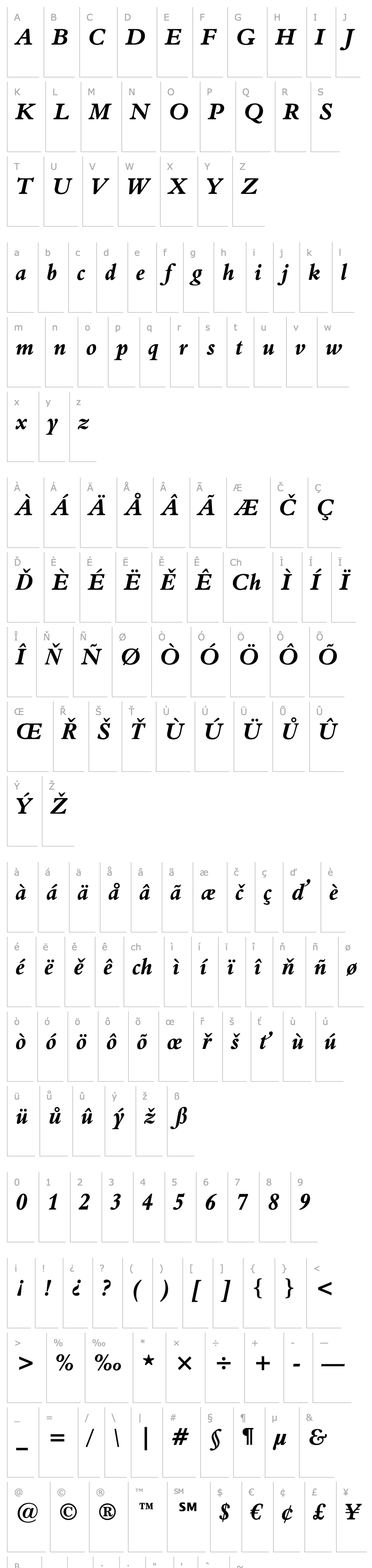 Overview Aldine401 BT Bold Italic