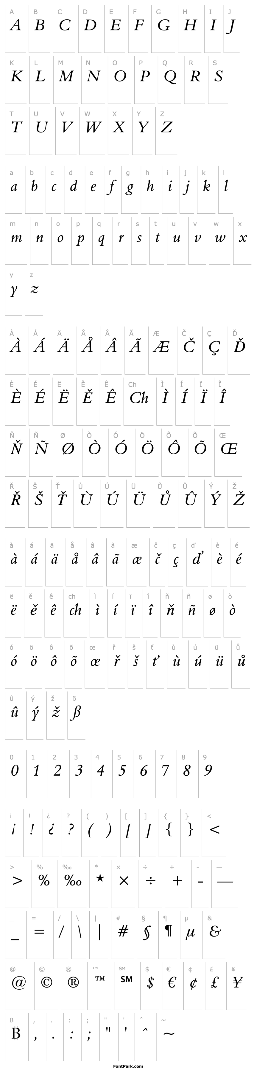 Overview Aldine401 BT Italic