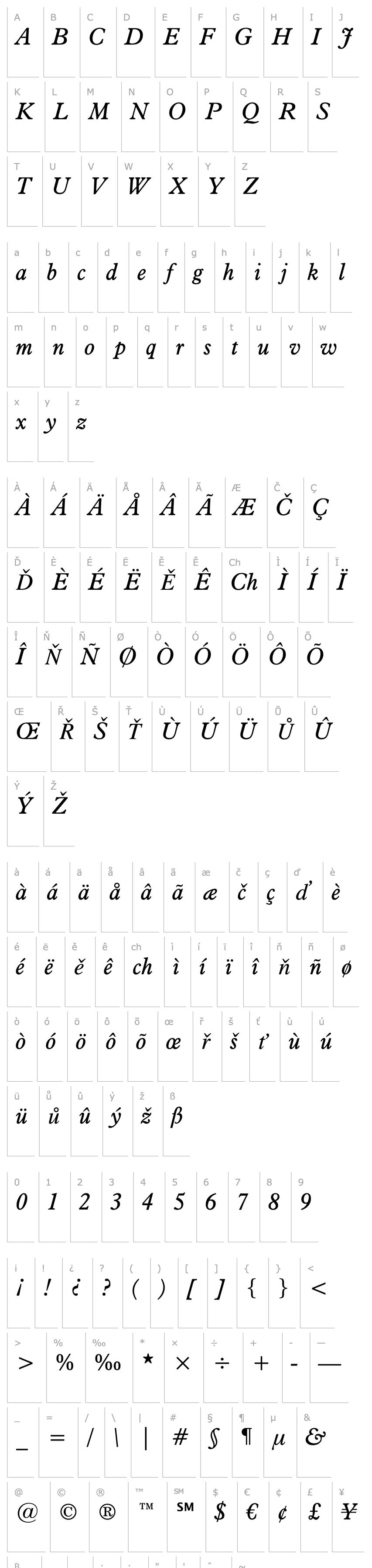 Overview Aldine721 BT Italic