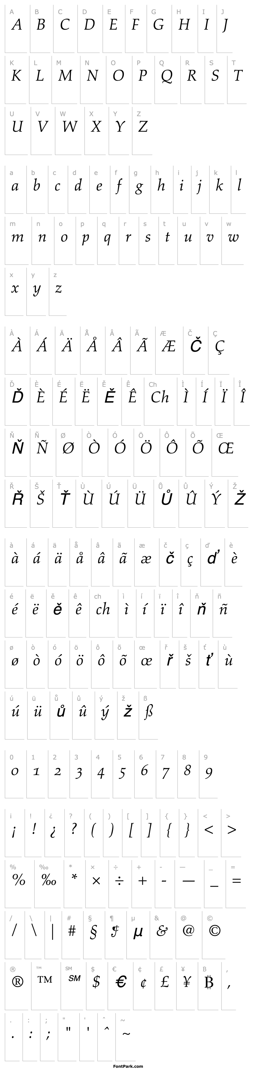 Přehled Aldus Italic Oldstyle Figures