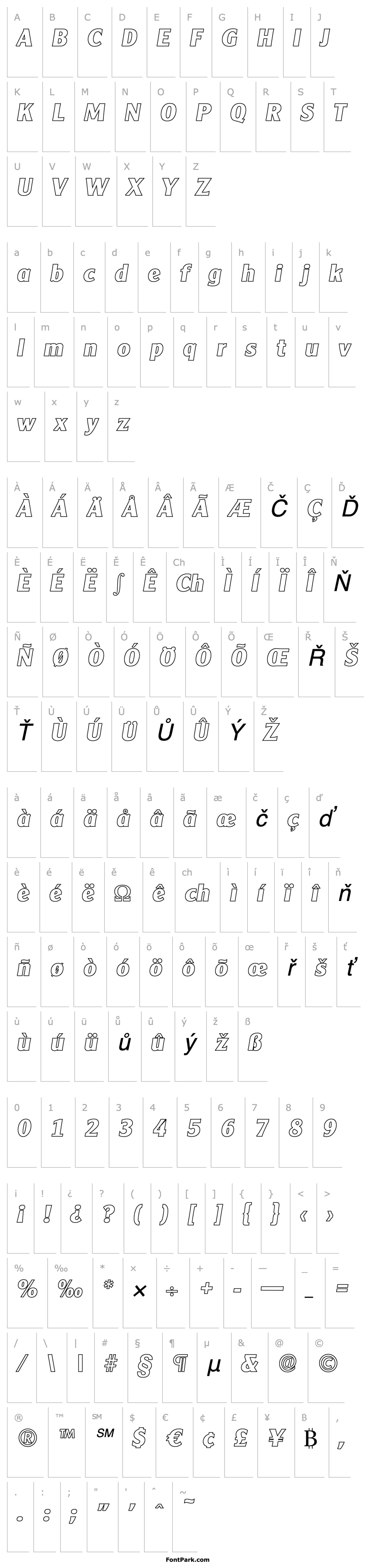 Přehled AlexanderBeckerOutline-ExBold Italic