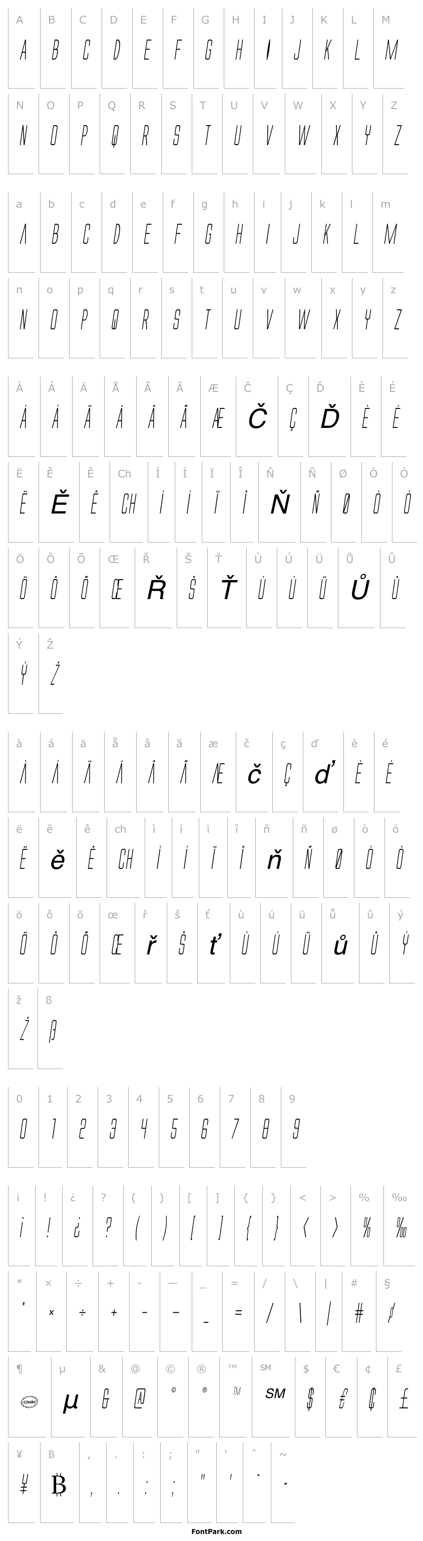 Přehled Alien League II Condensed Italic