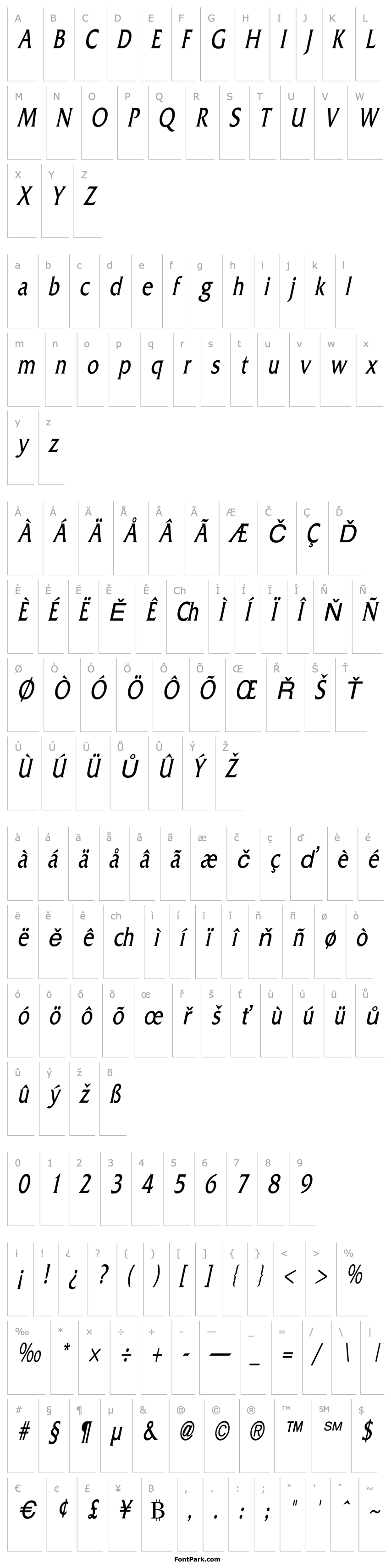 Přehled AllianceCondensed Italic