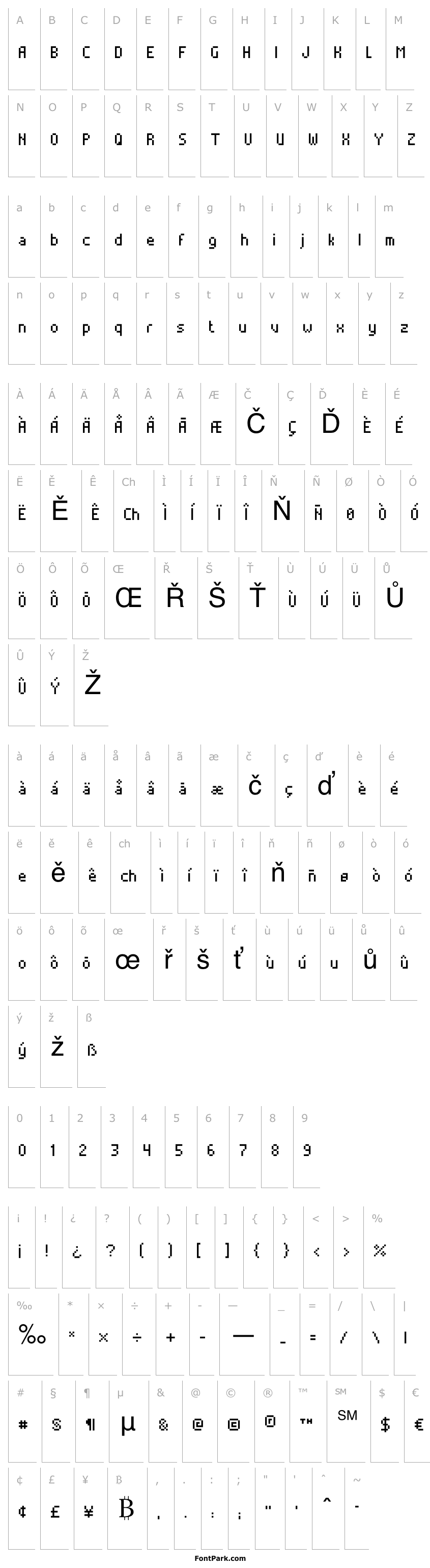 Overview Alterebro Pixel Font Regular