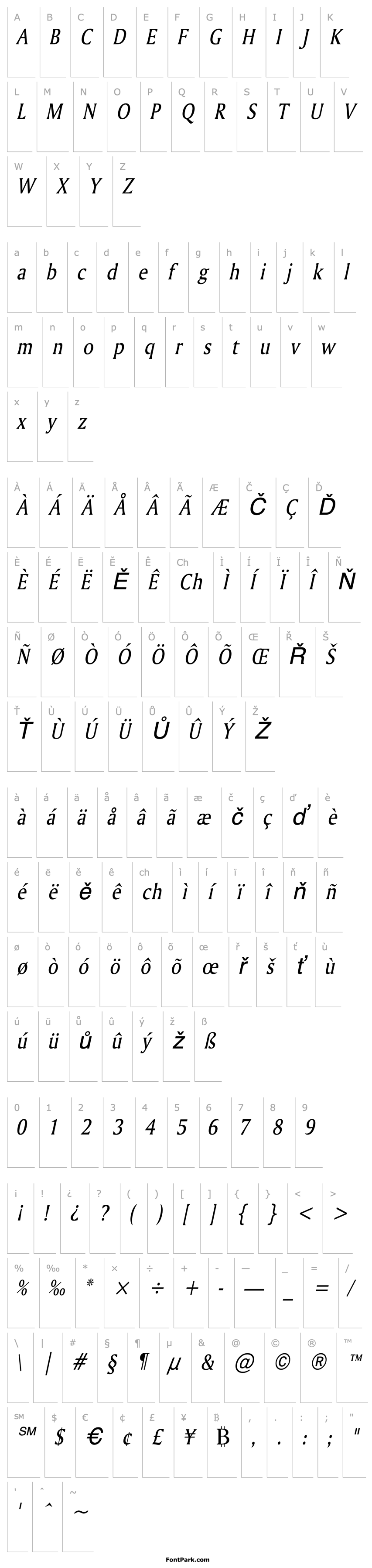 Overview Ameretto Condensed Italic