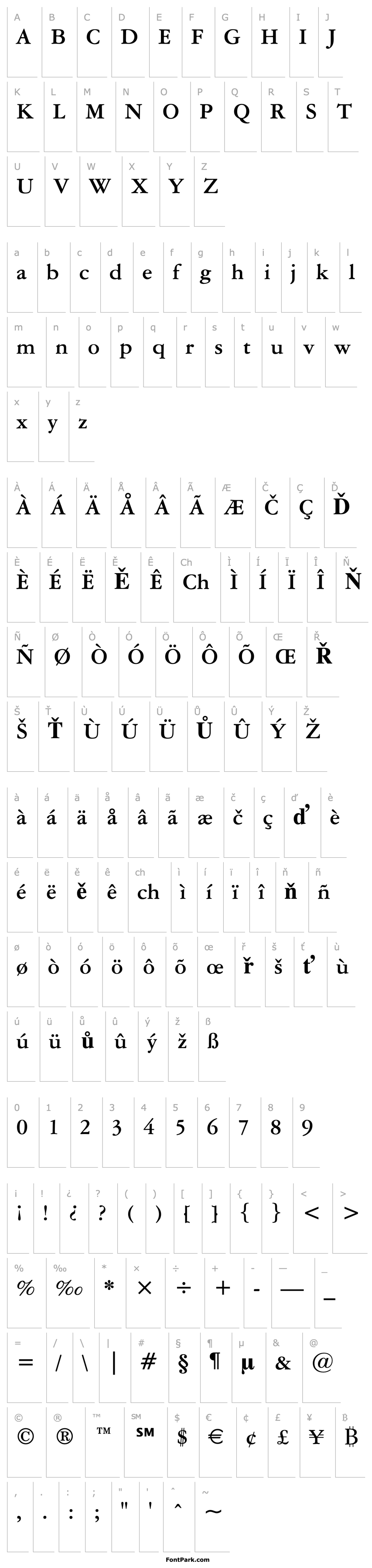 Přehled American Garamond Bold BT