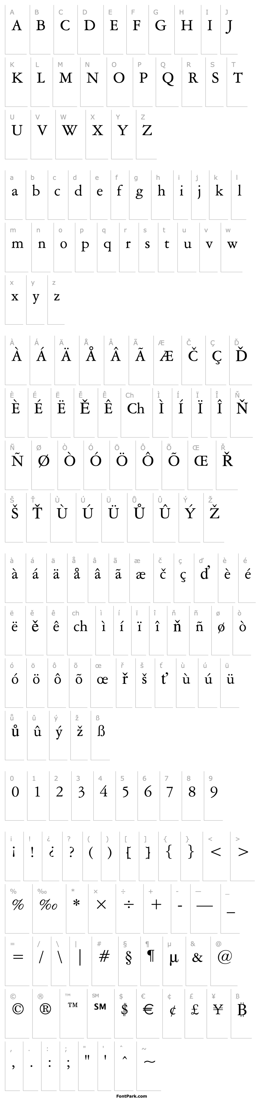 Přehled American Garamond BT