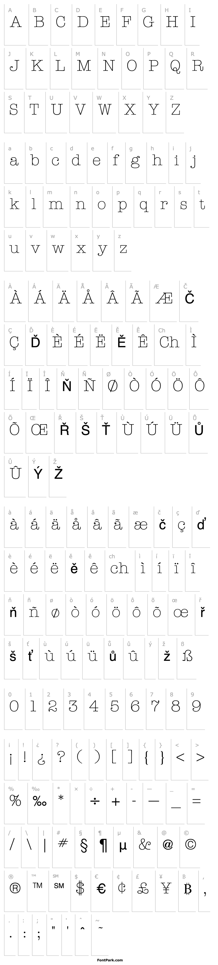 Overview American Type Light Regular