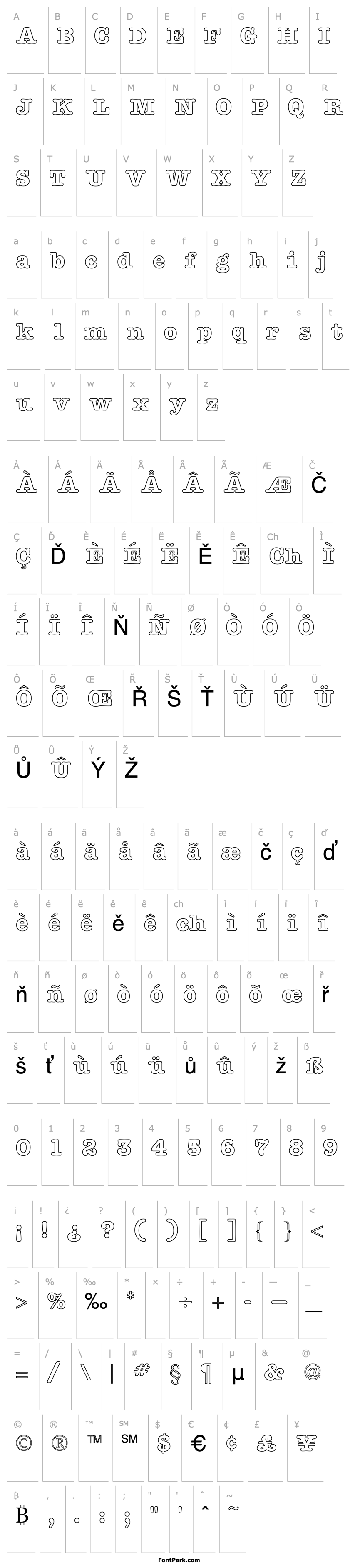 Přehled American Type Outline Regular