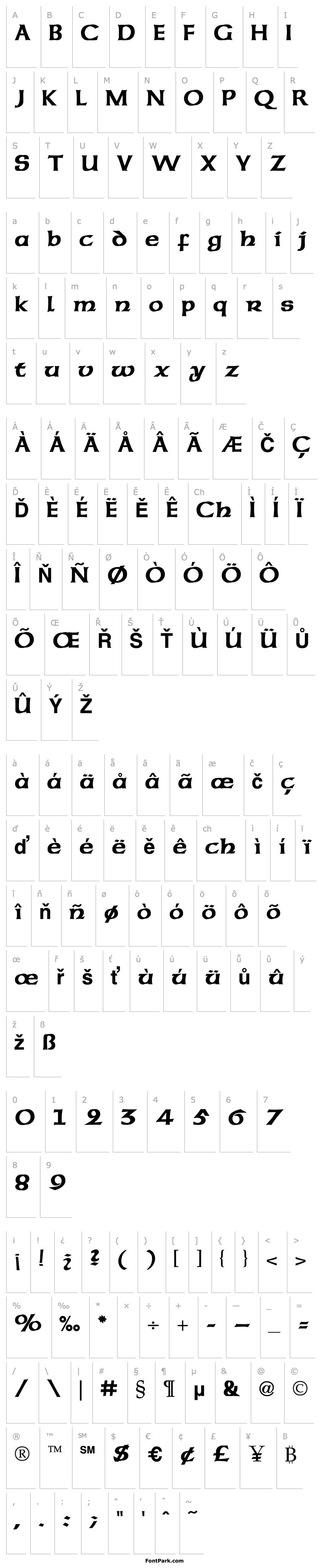 Přehled American Uncial Bold