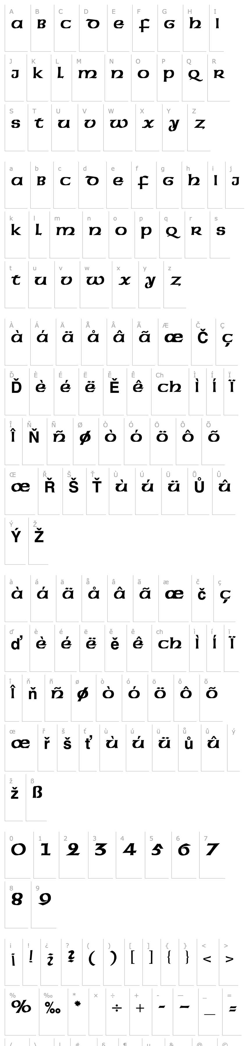 Přehled American Uncial Initials Bold