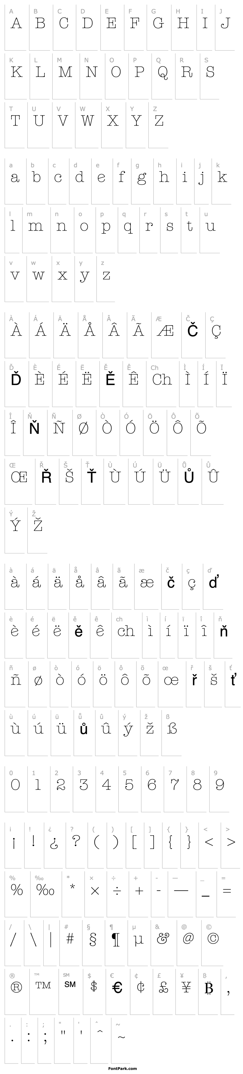 Přehled AmericanTypewriter LightA