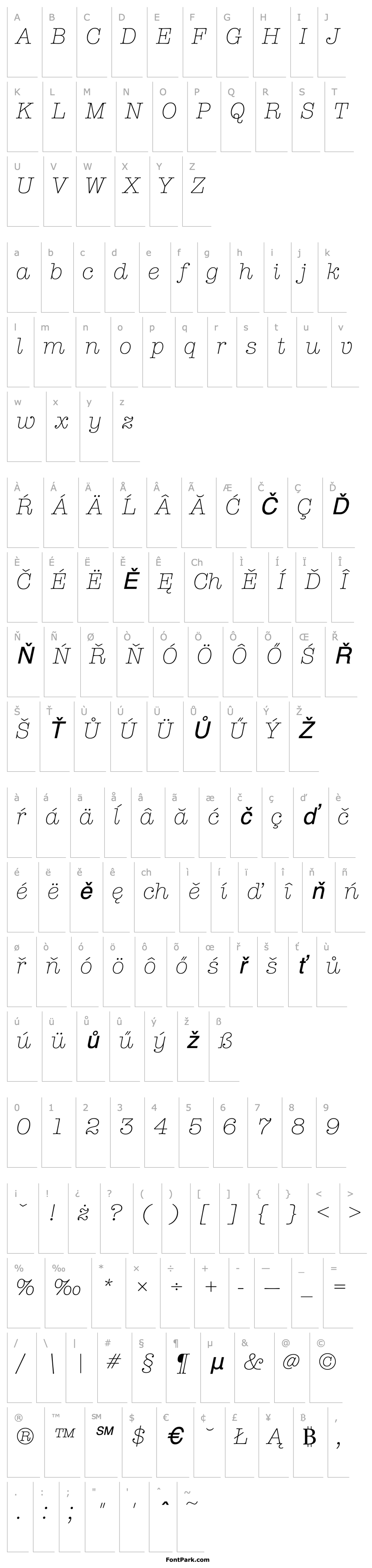 Overview AmericanTypItcTEELig Italic