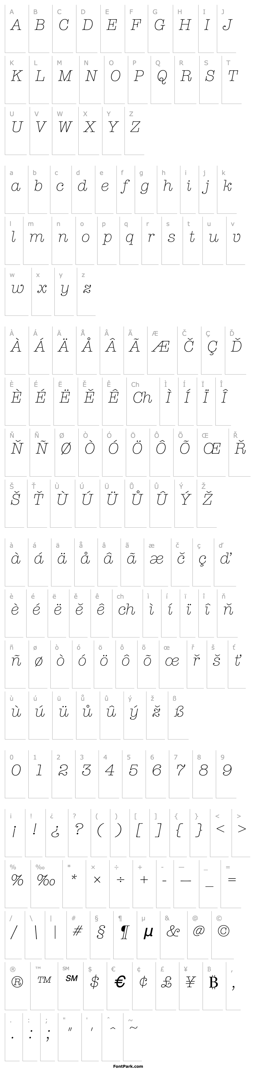 Přehled AmericanTypItcTLig Italic