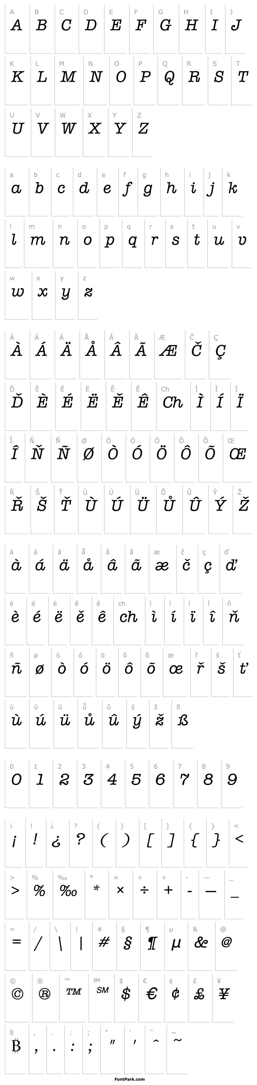 Overview AmericanTypItcTMed Italic