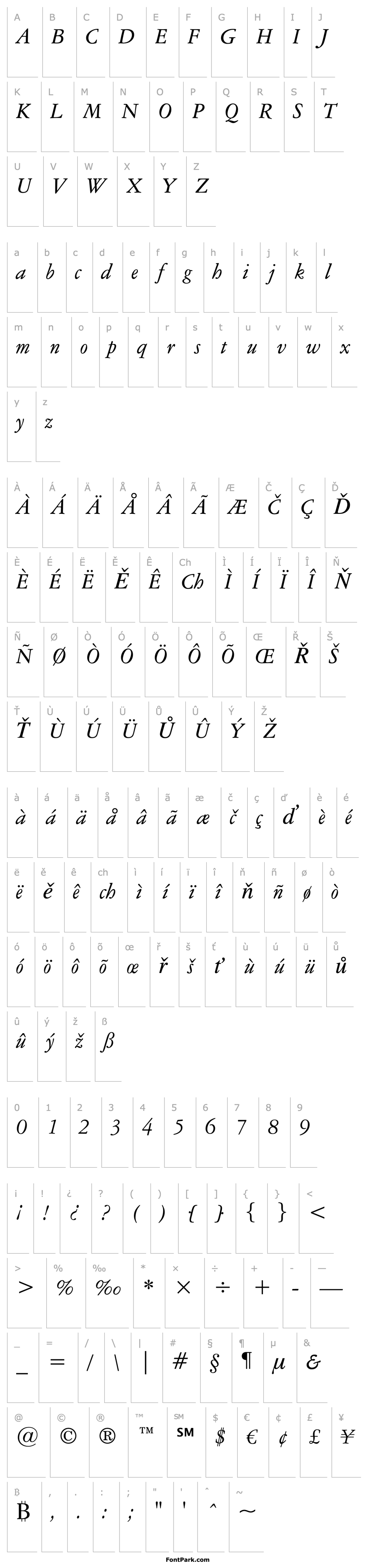 Přehled AmeriGarmnd BT Italic