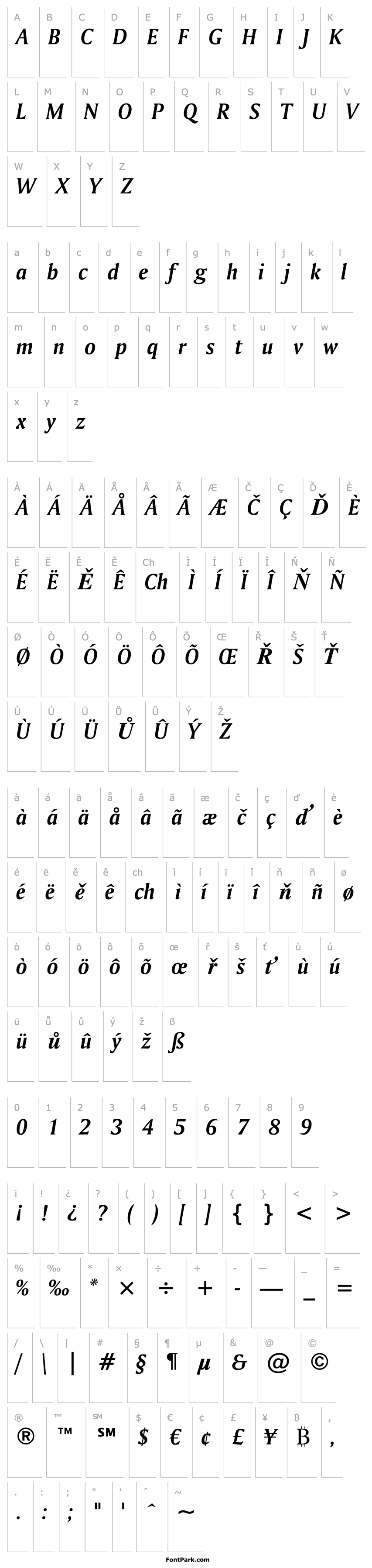 Overview Amerigo BT Bold Italic